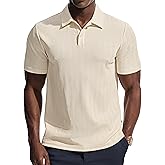 PJ PAUL JONES Mens Polo Shirts Short Sleeve Knit Polo Casaul Collared Polo Shirts Wrinkle-Free Golf Polo