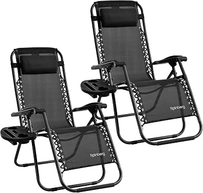 Rainberg Zero Gravity Chair Textoline Outdoor Reclining Folding Lounger
