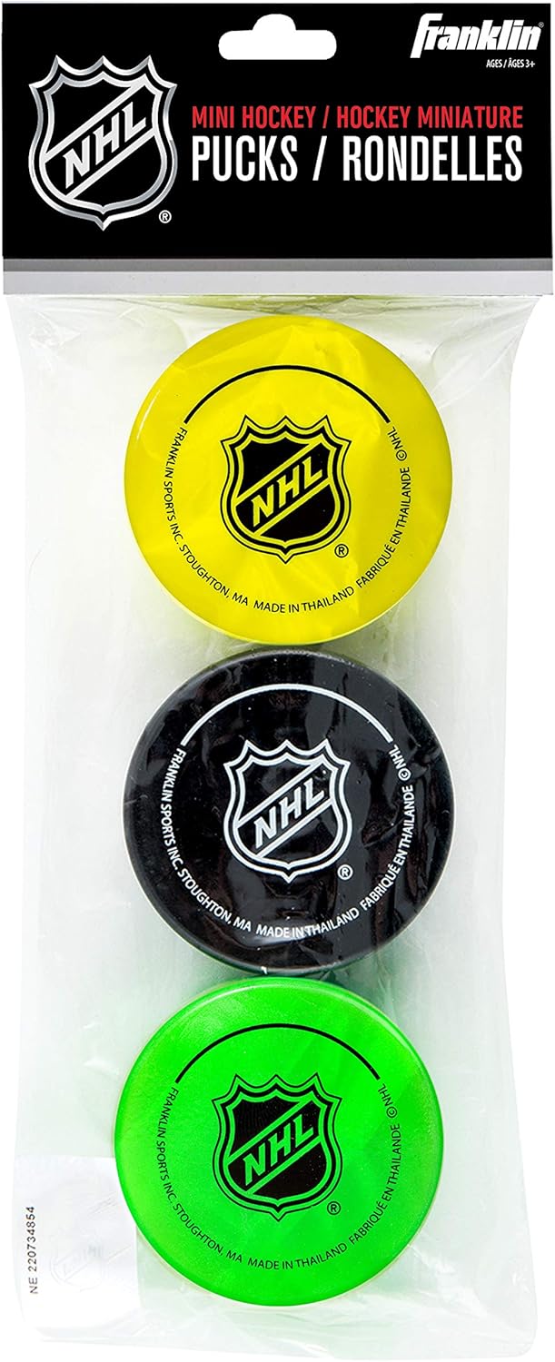 Franklin Sports Mini Foam Hockey Pucks - Indoor Knee Hockey Pucks for Kids - 3 Soft Foam Hockey Pucks - Assorted Colors : Sports & Outdoors