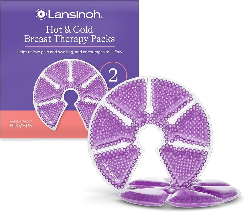 Lansinoh Hot & Cold Breast Therapy Gel Pads 2 Pack with Soft Covers