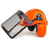 LANON Chainsaw Helmet Forestry Safety Helmet Protection System,ANSI Approved Hard Hats with Adjustable Ear Muffs & Face Shiel