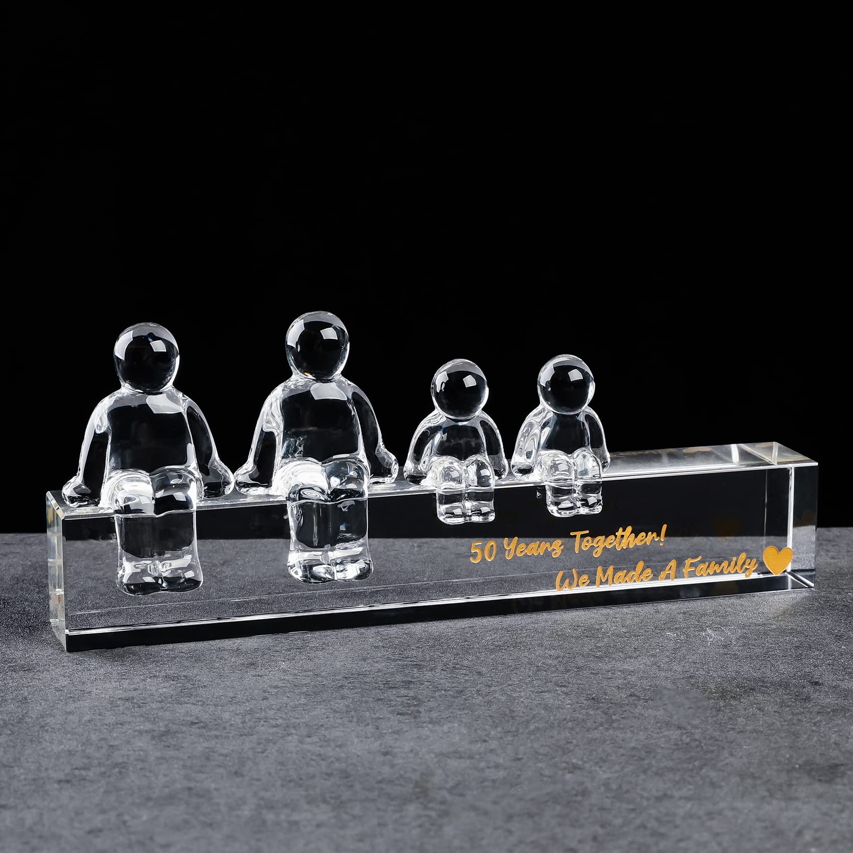 Movdyka 50th Wedding Anniversary Golden Gifts for Parents, Crystal 50 Years Together We Made A Family Ornament Keepsake Anniversary Presents for Husband (2 Children)