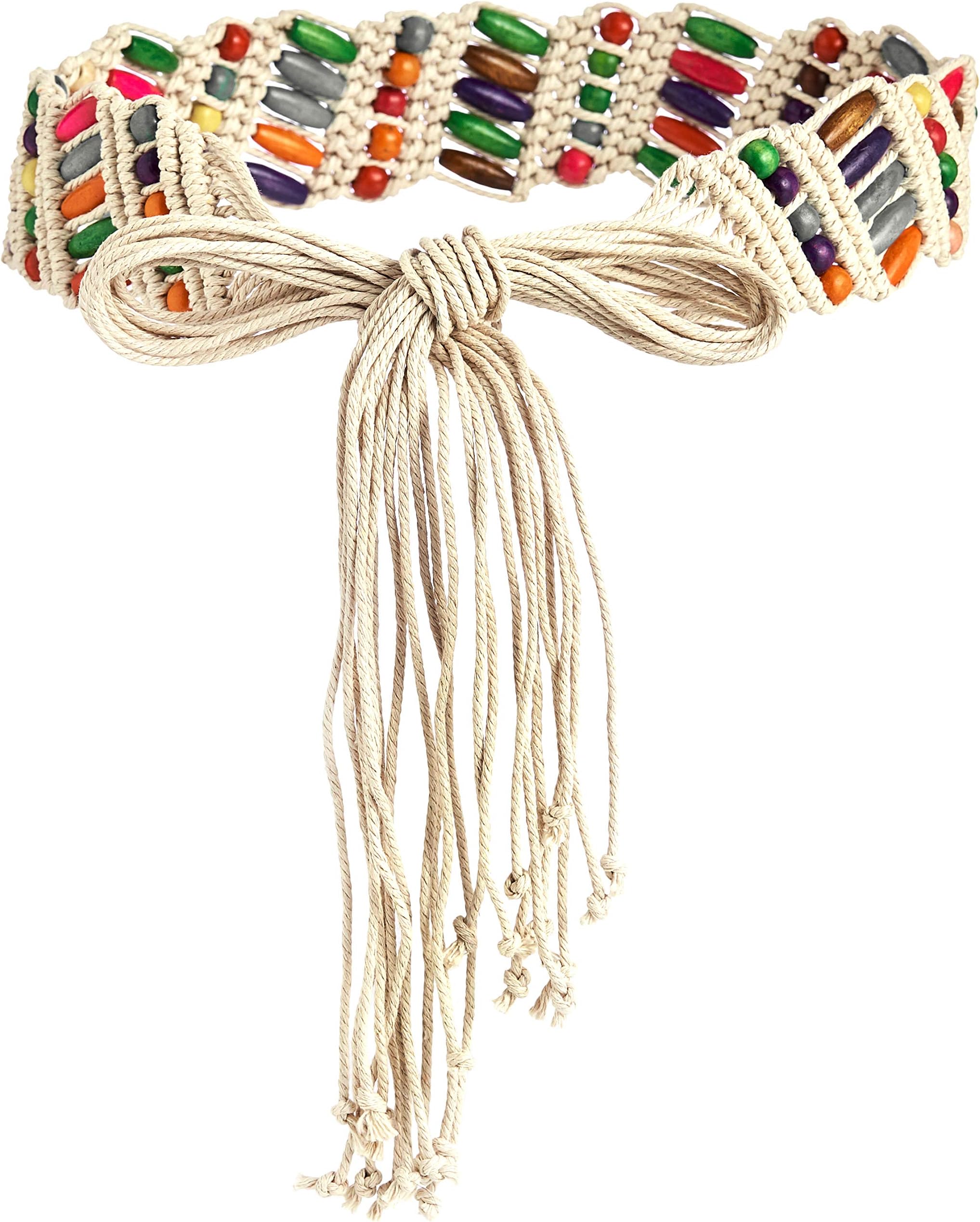 Silver Urbanism Women's Boho Wax Beads Fashion Belt Mix Color
