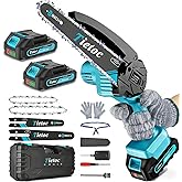 Mini Chainsaw Cordless, 8 Inch &amp; 6 Inch Portable Electric Chainsaw,Battery Powered Handheld Power Chain Saw with 2 Batteries and Auto Oil,Gifts for Father, Dad, Husband, Men
