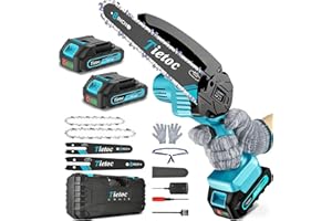 Mini Chainsaw Cordless, 8 Inch & 6 Inch Portable Electric Chainsaw,Battery Powered Handheld Power Chain Saw with 2 Batteries and Auto Oil,Gifts for Father, Dad, Husband, Men