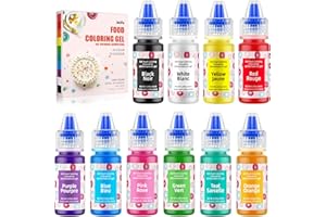 Gel Food Coloring - 10 Vivid Colors Gel Based Flavorless Edible Food Colouring Dye Cake Decorating Set for Kids Baking Macaro