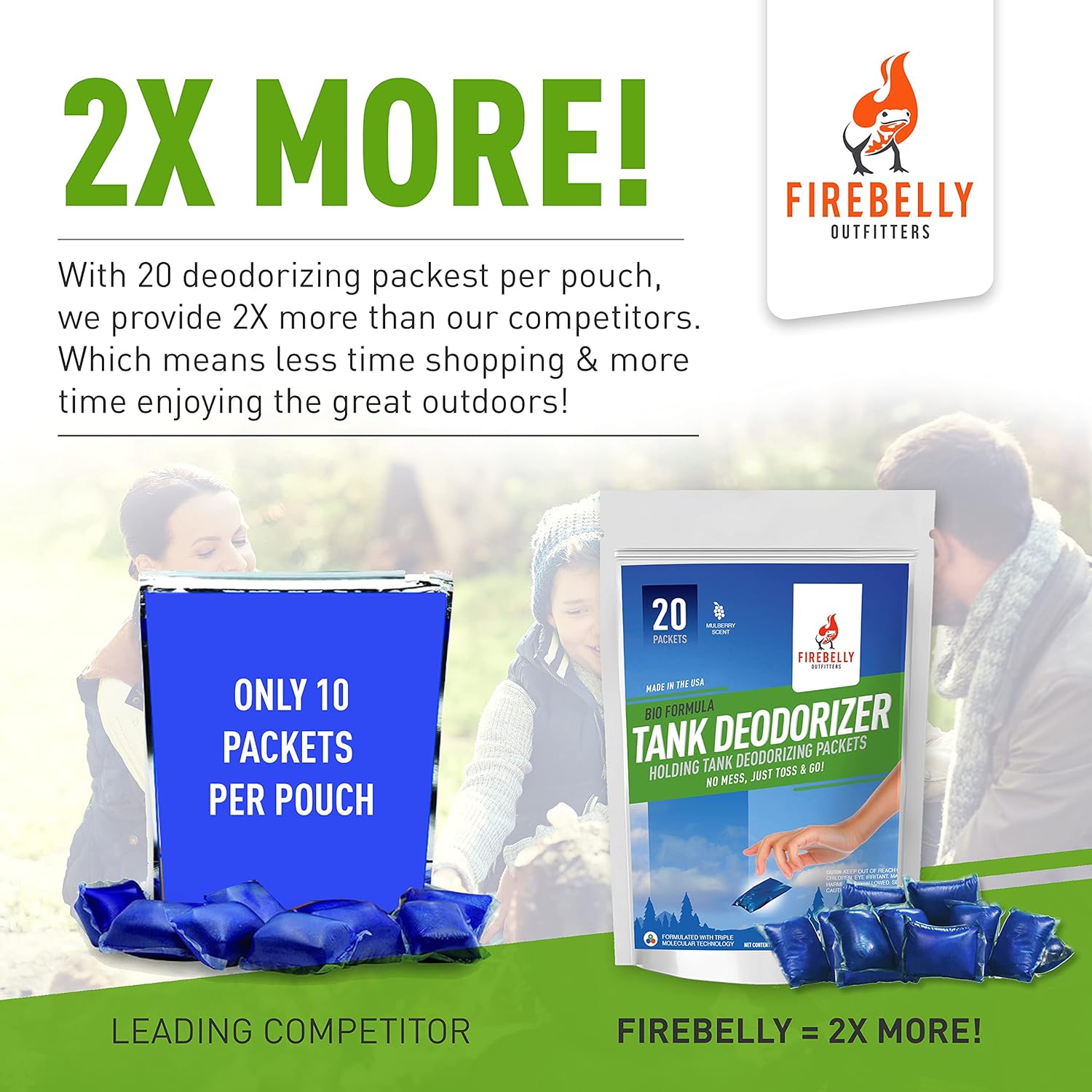 RV Holding Tank Deodorizer + Septic Tank Treatment + Cleaner - 20 Packets, Mulberry – Sewer Solution, Marine Camper Portable Toilet Chemicals, Odor Eliminator, Formaldehyde Free, USA: Sports & Outdoors