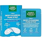 Mario Badescu 2-in-1 Deep Cleansing Pore Strip, Dual Action Foaming Cleanser and AHA Exfoliators Patches for Nose, Chin and Forehead, Removes Whiteheads, Blackheads and Sebum, 6 Pack