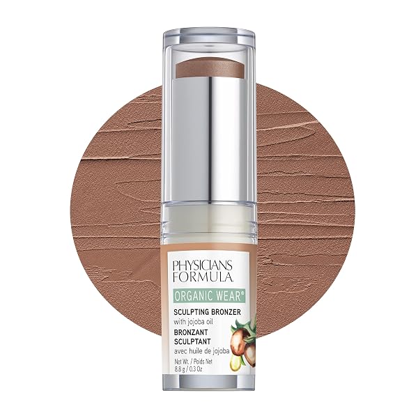 PHYSICIANS FORMULA ORGANIC WEAR ALL NATURAL SCULPTING FACE BRONZER MAKEUP STICK MOCHA, DERMATOLOGIST APPROVED, 2- MOCHA