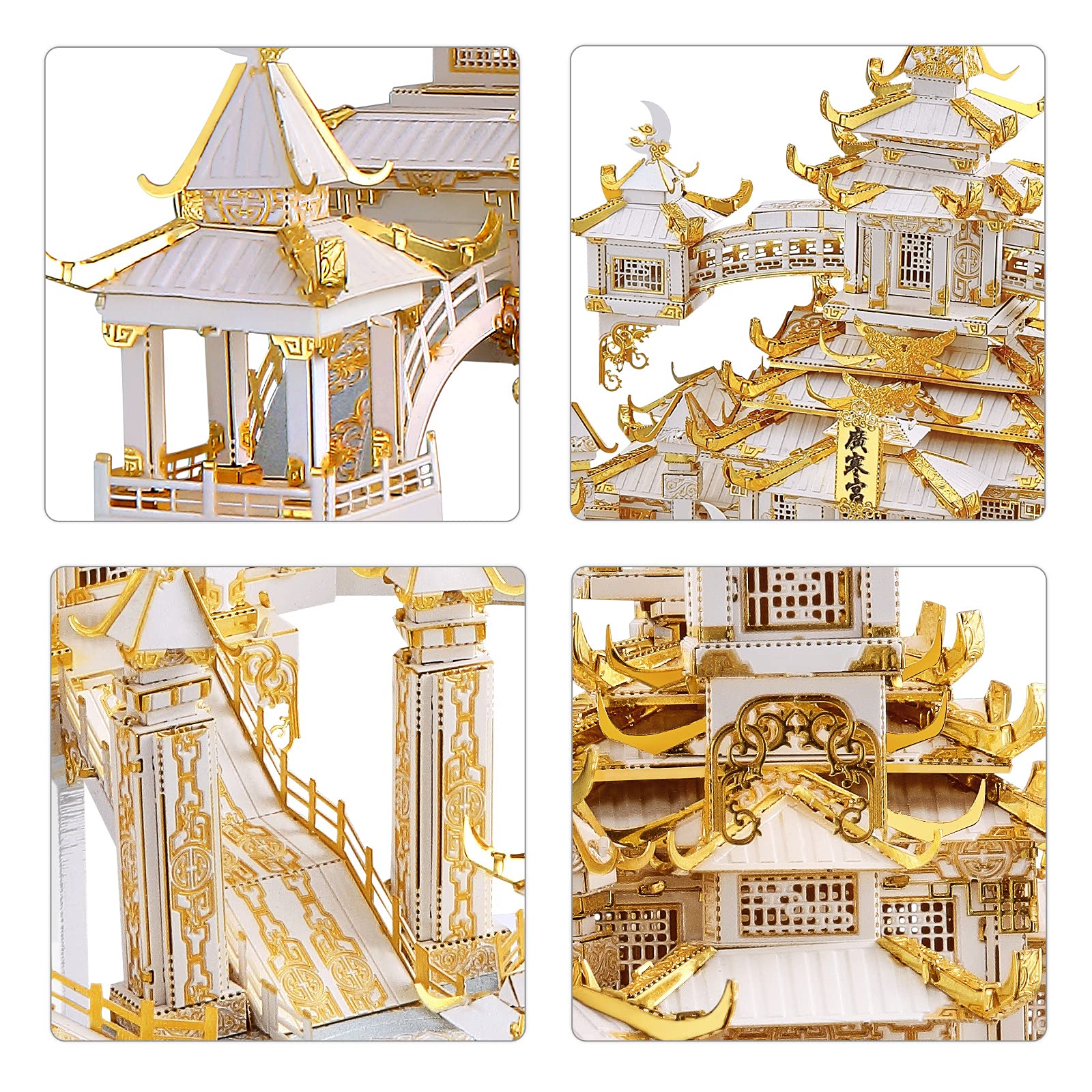 Piececool 3D Metal Puzzles for Adults, The Moon Palace 3D Metal Models Kits, Chinese Architecture Building Kits, Brain Teaser 3D Puzzles for Teens DIY Craft Kits, Great Birthday Gifts, 429 Pcs