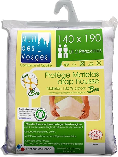 Nuit Des Vosges Protege Matelas Molleton Bio 100 Coton Blanc 140 X 190 Cm Amazon Fr Cuisine Maison