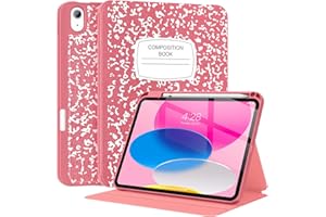 Supveco Case for ipad 10th Generation 10.9 Inch 2022 with Pencil Holder-[Support Apple Pencil 1st Gen+Auto Wake/Sleep],Premium Folio Stand Case with Soft TPU Back Cover for iPad 10th Gen 2022-Red