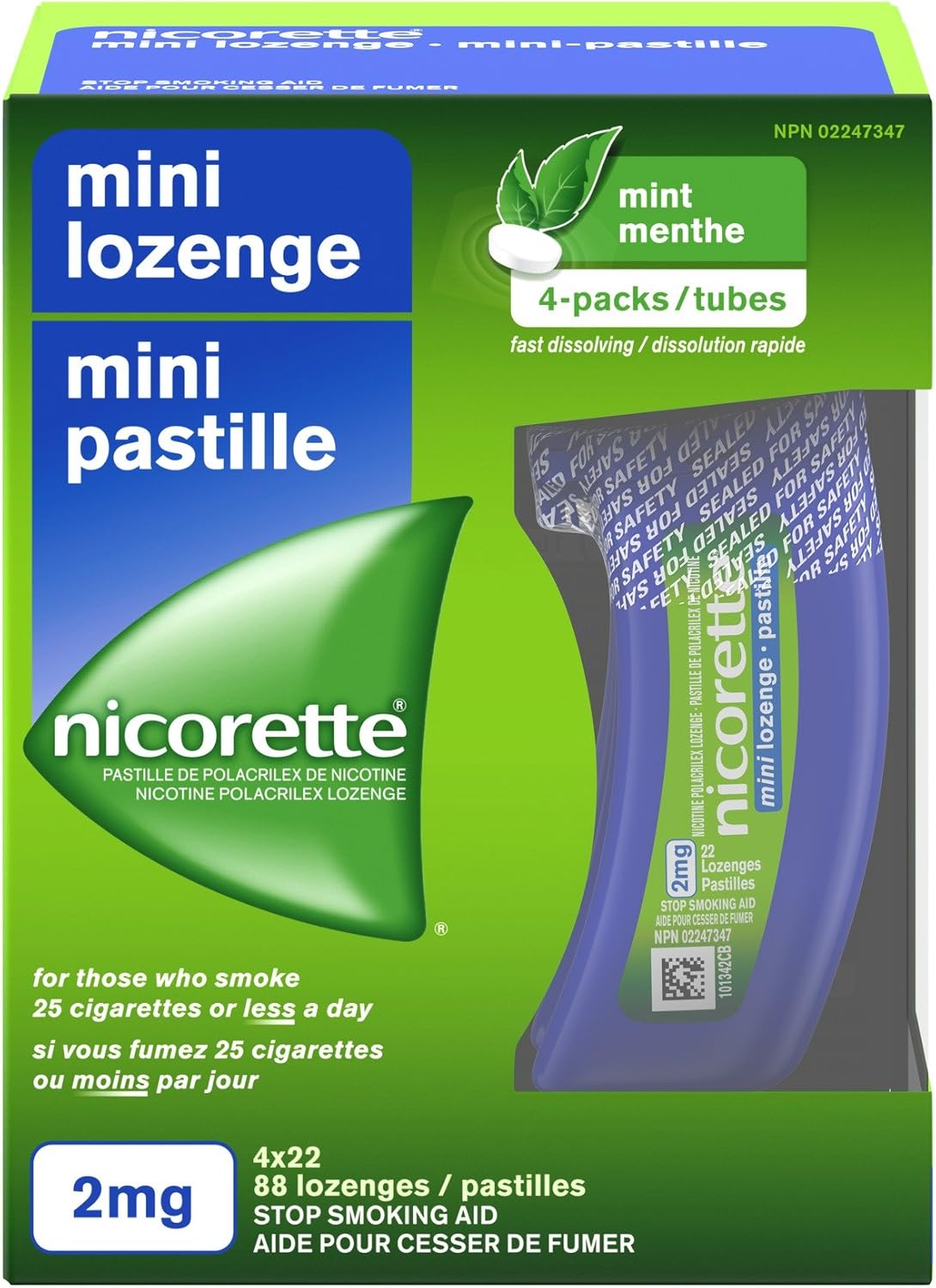 Nicorette Nicotine Mini Lozenges, 2mg, Mint, Quit Smoking, NRT and