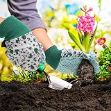 Firtink 3 Pairs Women Gardening Gloves Floral Elastic Cuffs Garden Work view 5