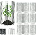 10 Packs 24"x 12" Large Wire Plant Protectors Wire Plant Cages Mesh Plant Cage Chicken Wire Cloche with Ground Stakes and Nylon Ties Protect Plants,Garden,Shrubs and Vegetables from Animals-30PCS