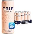 Trip Mindful Blend, Lightly Sparkling Adaptogen Seltzer, Mocktail w/ 120mg Magnesium Citrate with Ashwagandha, Lions Mane & L Theanine, No Added Sugar, Vegan, Peach Ginger, 12 Oz, 12Pk