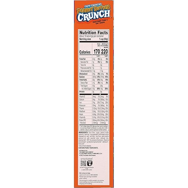 CAP’N CRUNCH CEREAL, PEANUT BUTTER, 18.8OZ BOX, PACKAGING MAY VARY