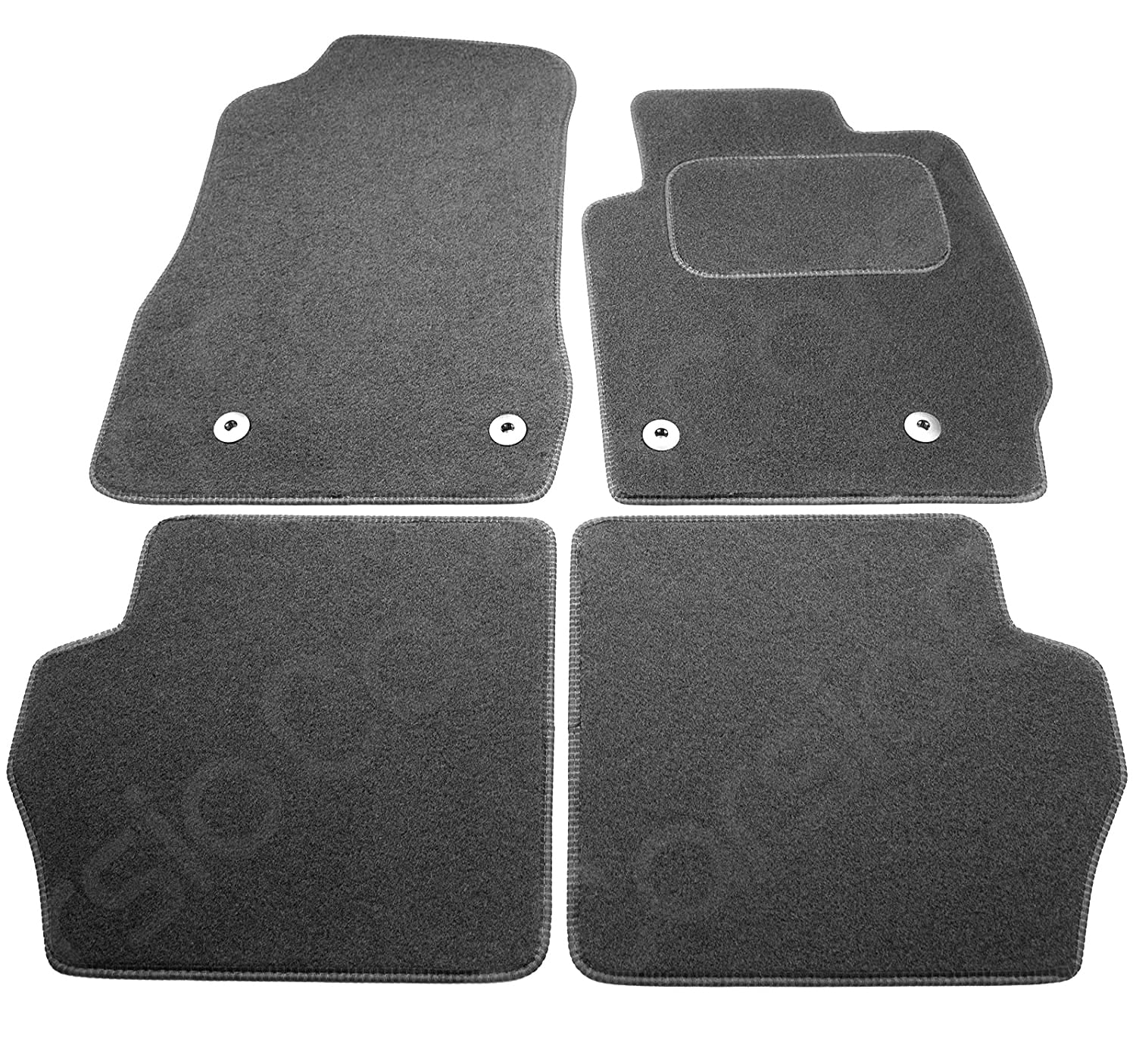 Carsio Carpet Car Mats For Mazda 2 2007 to 2015 4 Piece Set with 4 Clips Tailored Fit Floor Mat Complete Accessory Black Custom Fitted - All Weather, Anti-Slip Backing & Black Trim