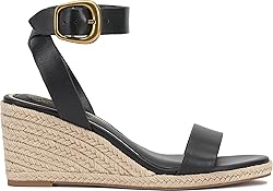 Vince Camuto Women's Felia Wedge Sandal, Black, 5.5