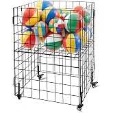 Leinuosen Heavy Duty Metal Wire Rolling Dump Bin, 24 x 24 x 34 Inches | Donation Bin with Adjustable Internal Shelf and Locking Casters, for Retail Display and Warehouse Storage Store