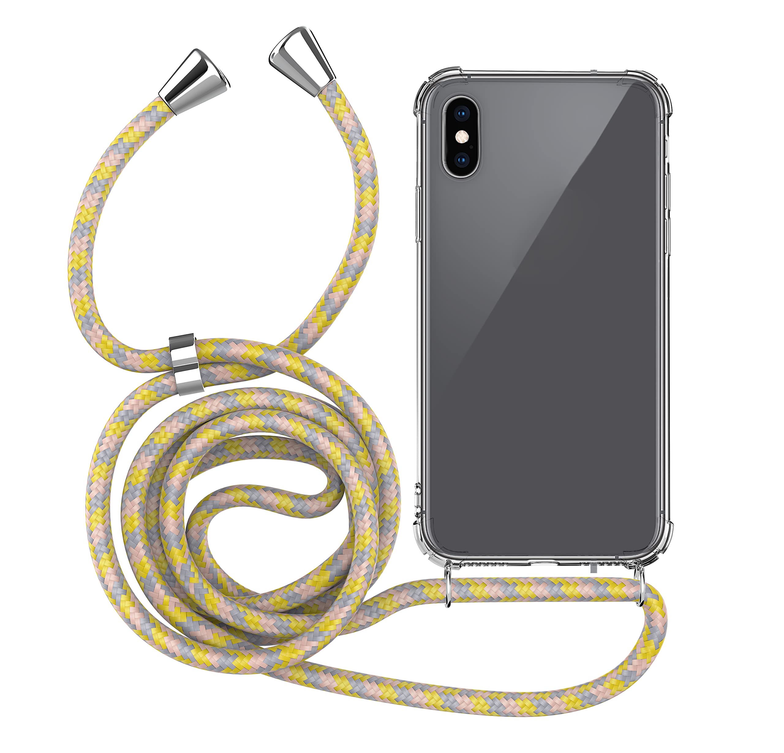 MyGadget Strap Case for Apple iPhone X | Xs - Crossbody Phone Cover - TPU Silicone Case with Neck Holder - Cord Lanyard Carrier with Rope in Multicolor