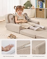 Blissful Diary Foldable Toddler Couch, 2-in-1 Comfy