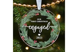 PAWZITY First Christmas Engaged Ornament 2023 - Engagement Gifts for Couples, Engagement Gifts for Women - Engagement Ornament 2023 - Wedding Gifts for Couples Unique 2023 - Acrylic Engaged Ornament 2023