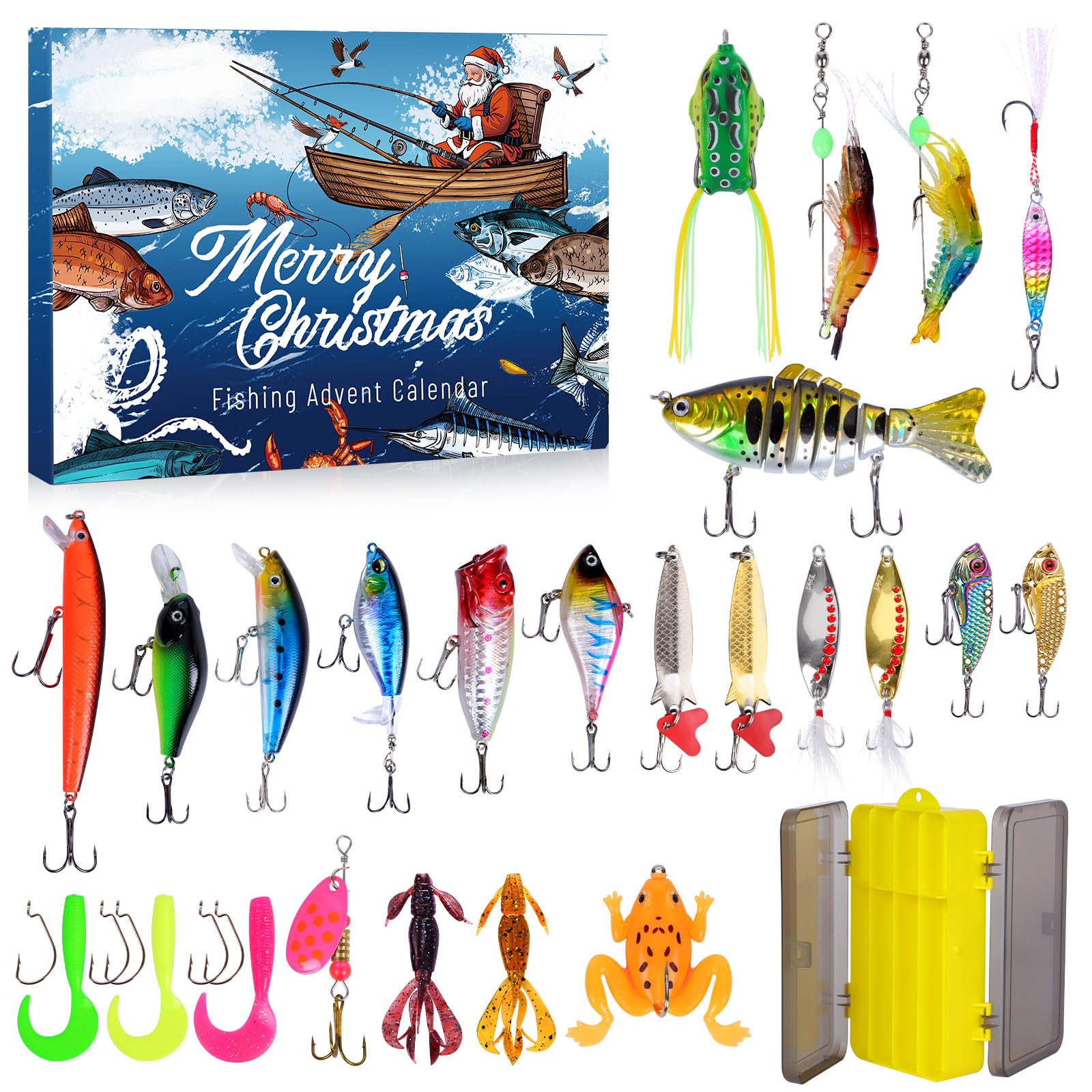 Photo 1 of *FACTORY SEALED* Fishing Advent Calendar 2025-Christmas Advent Calendar 2025 Adult Fishing Lures Set with Tackle Box Christmas Countdown Calendar for Fisherman Teen Boys Men