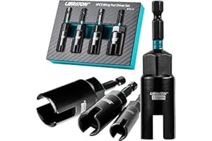 Libraton Wing Nut Driver 4PCS, Wing Nut Driver Bit, 1/4” Hex Shank Wing Nut Driver Set 9mm 12mm 15mm 18mm, Nut Driver Set with EVA Storage for Hook Bolt Installation, Wire Twisting
