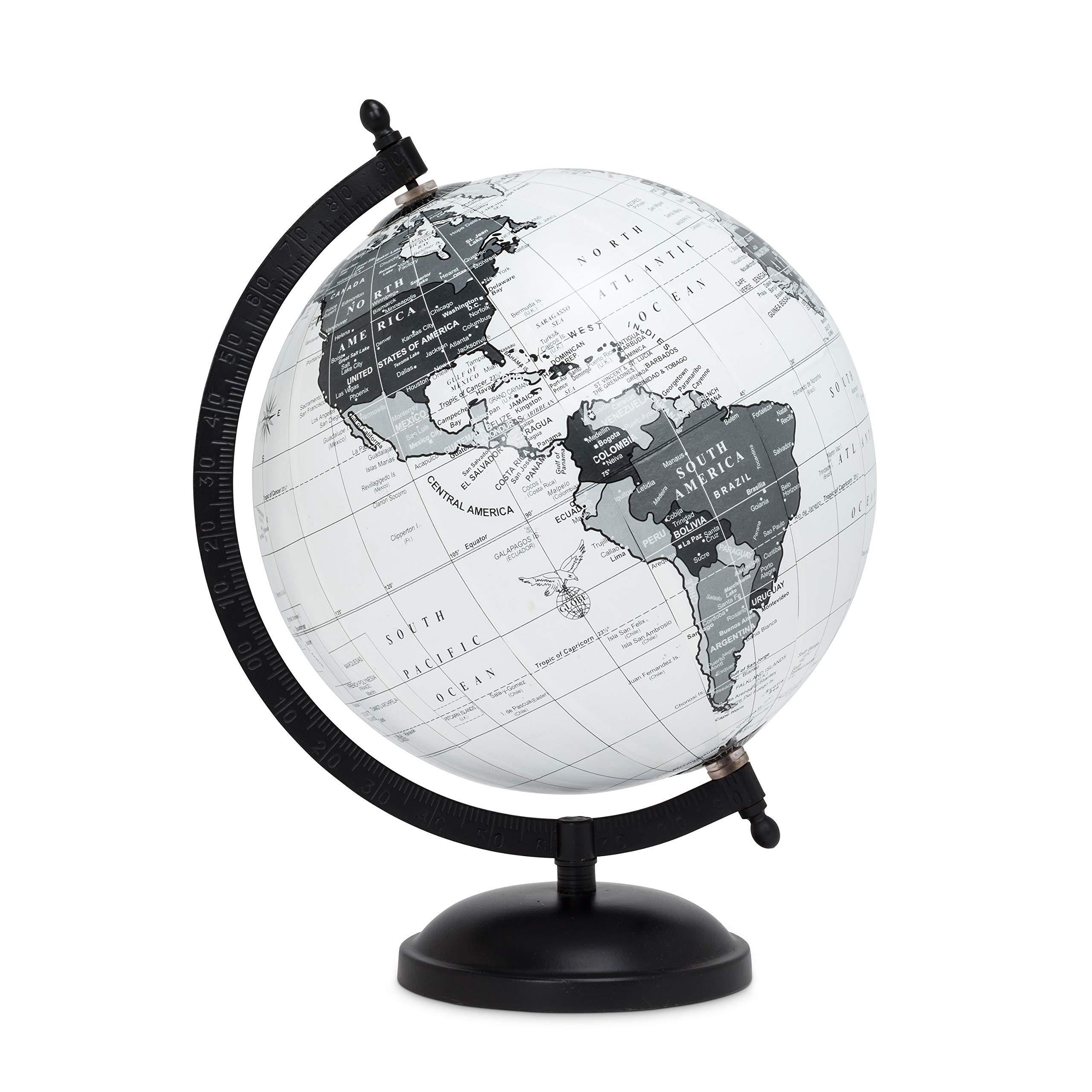 Abbott Collection 57-LATITUDE-19 Spinning Small Decorative Globe, Grey/Black, 11" H