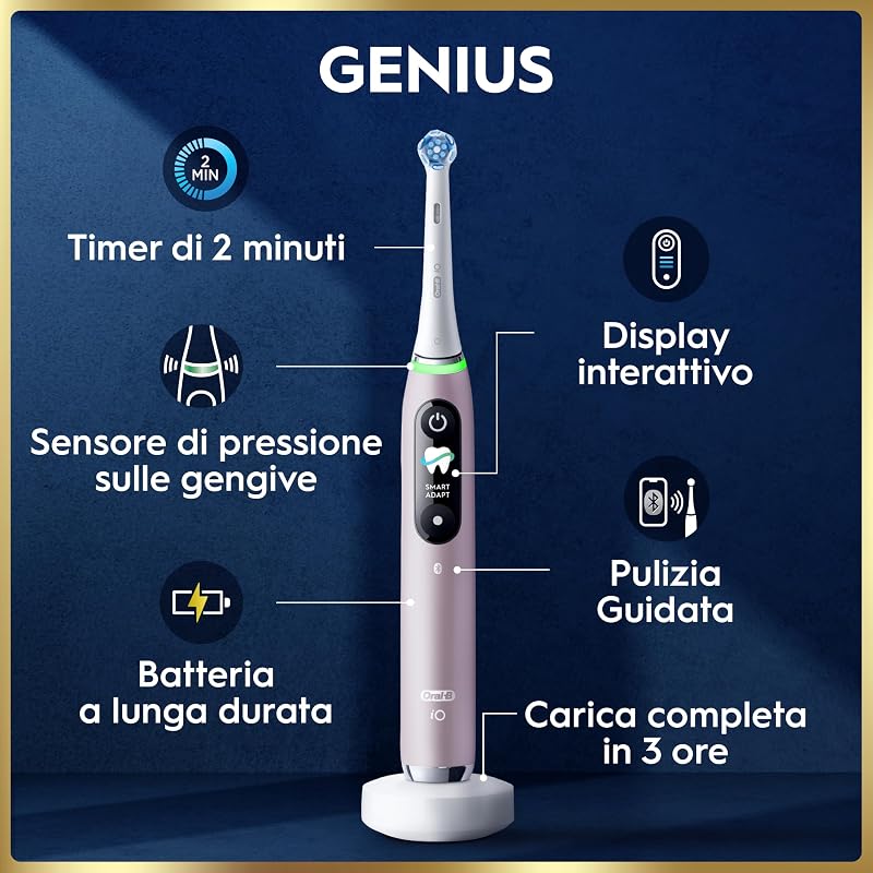 iO 9 Spazzolino Elettrico Ricaricabile, 1 Testine di Ricambio, Rosa