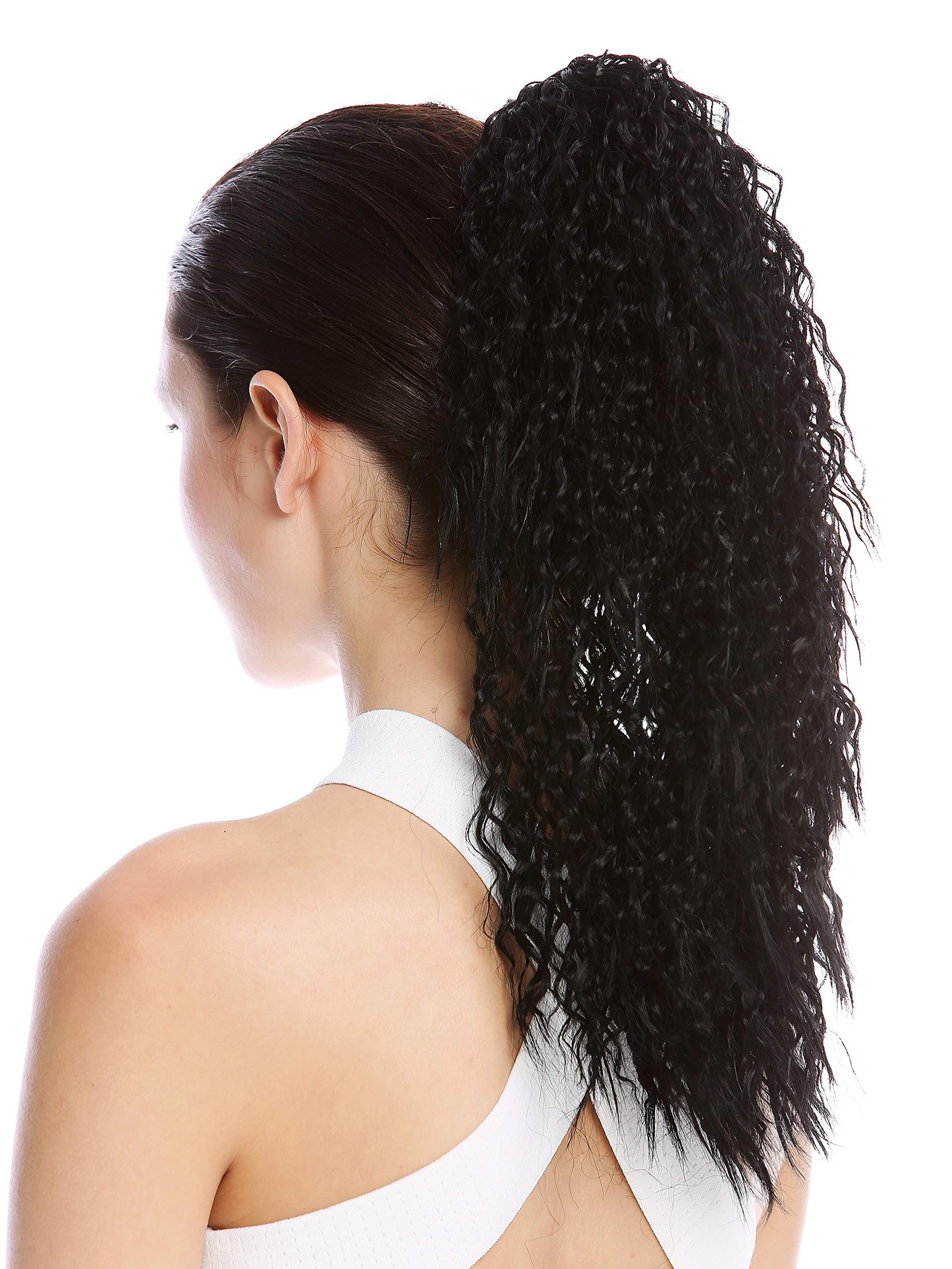 WIG ME UP - N609-V-1 Ponytail Hairpiece Extensions optional Combs & Clamp long voluminous curled kinked kinks Afro Caribbean black 17inch