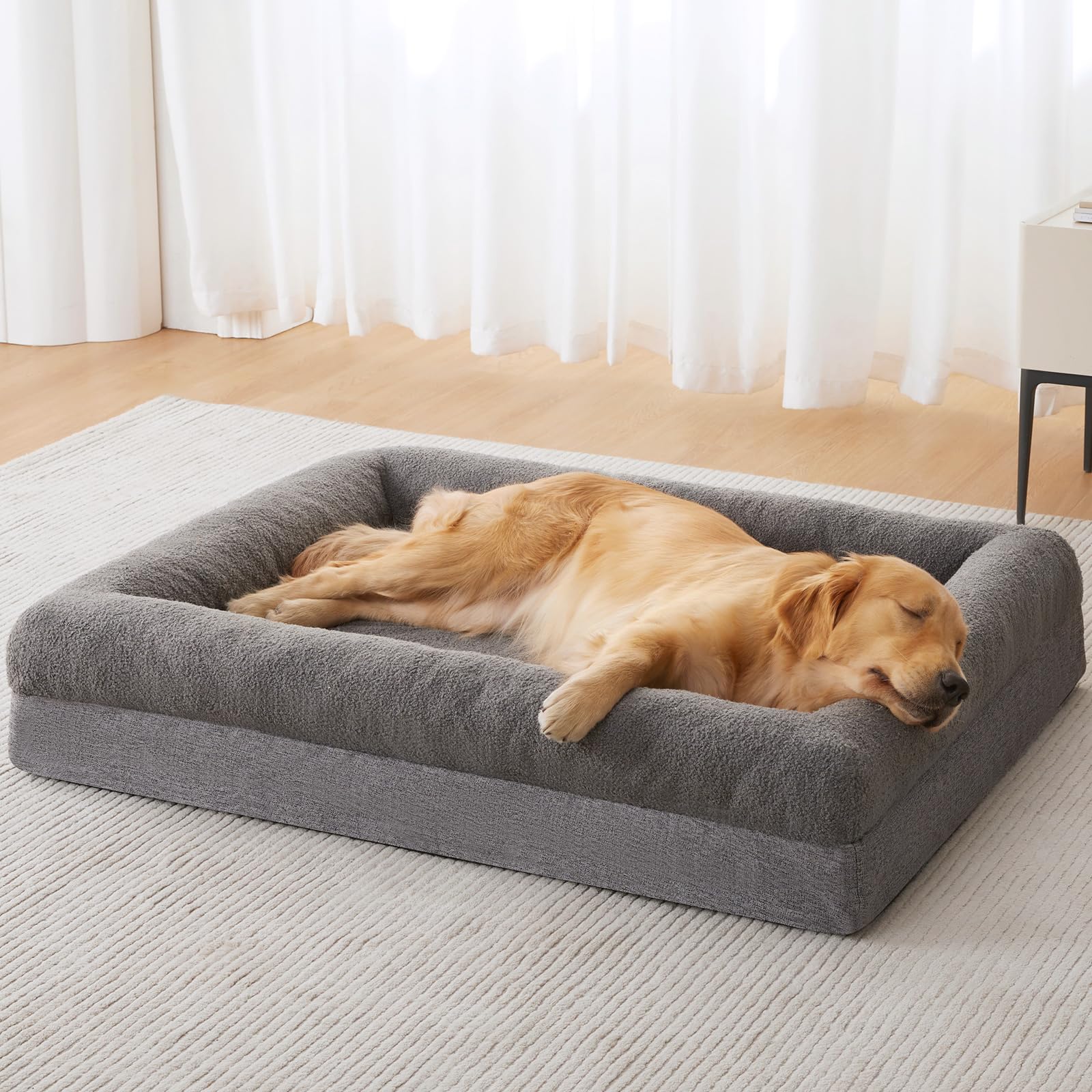 Photo 1 of RRPETHOME Washable Dog Beds Large Sized Dog Couch, Extra Large Orthopedic Dogs Beds with Removable Cover, Waterproof Pet Bed with Bolsters, Pet Crate Bed with Non Slip Bottom, XL, Grey