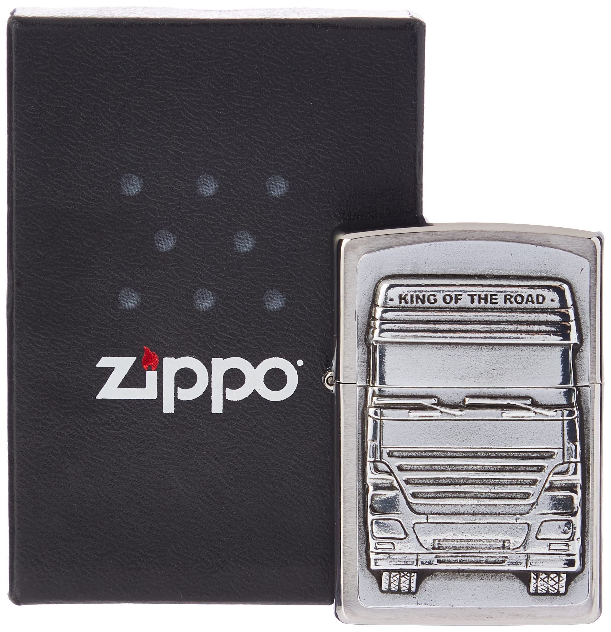 ZIPPO Unisex Adult TRUCKERS - KING OF THE ROAD EMBLEM WINDPROOF POCKET LIGHTER - CHROME,