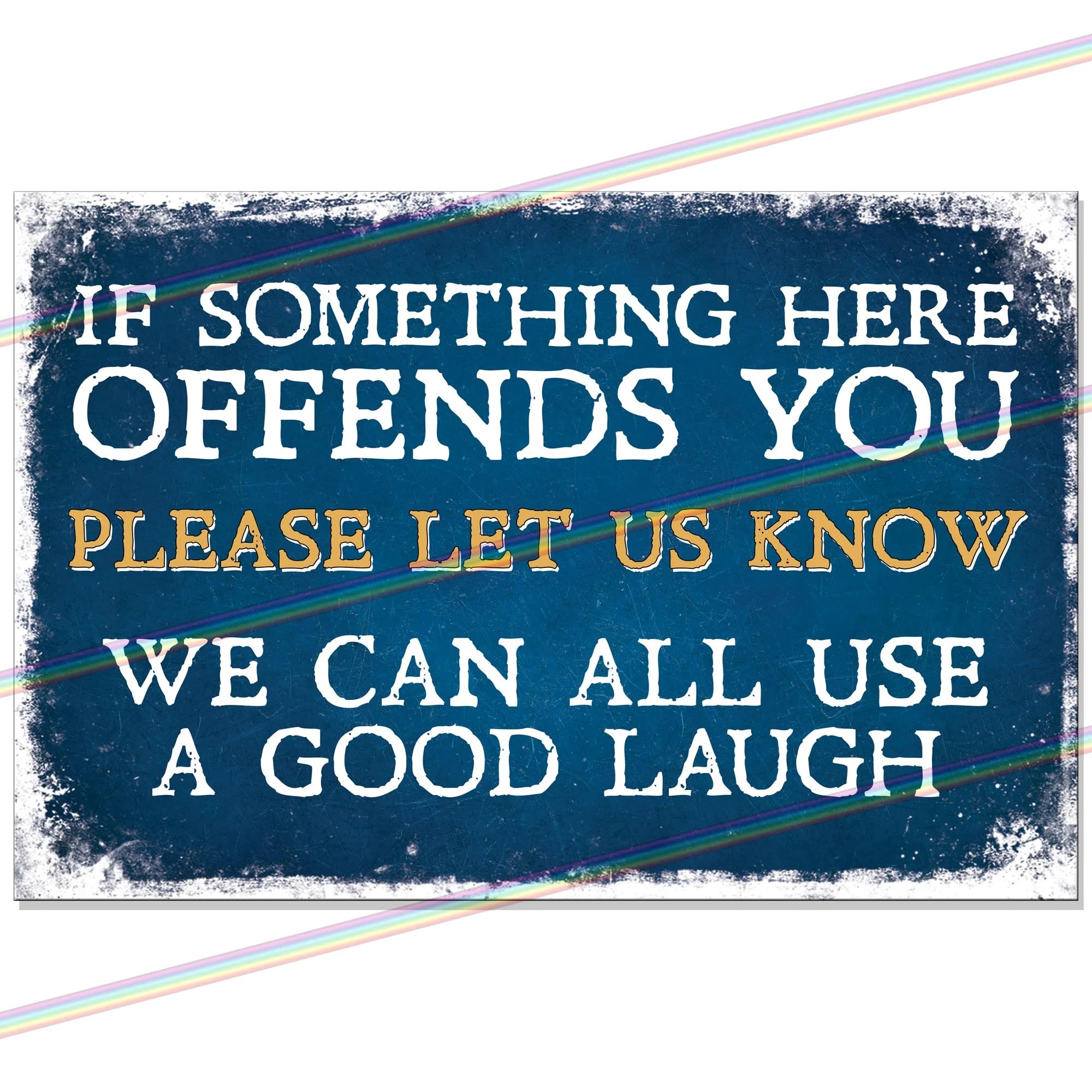 If Something Here Offends You Metal Garage Sign - Funny Retro Vintage Looking Metal Tin Garden Bar Fathers Day Man Cave Wall Plaque Kitchen Lounge Shed Garage Outdoor And Indoor Large (30cm x 20cm)