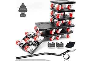 KODIBO 8 Pack Furniture Dolly for Moving, Mover Dolly with 5 Wheels & Furniture Lifter, 1900Lbs Load Capacity, 360° Rotation Wheels Furniture Dolly, for Moving Heavy Furniture Sofa Cabinet Refrigerator