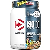 Dymatize x Fruity Pebbles ISO100 Whey Protein Powder Isolate, 25g of Protein, 20 Servings, 5.5g BCAAs, 120 Cal., Gluten Free, 1g Fat, 1g Sugar, 2g Carb