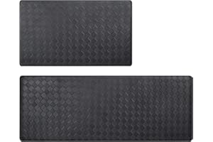SCHLIERSEE Black Kitchen Mats Set of 2, Cushioned Anti Fatigue Kitchen Mat, Non Slip Washable Kitchen Floor Rug, Ergonomic Standing Comfort Foam Rugs for Bathroom, Office, Bedroom (47x17, 29x17 inch)