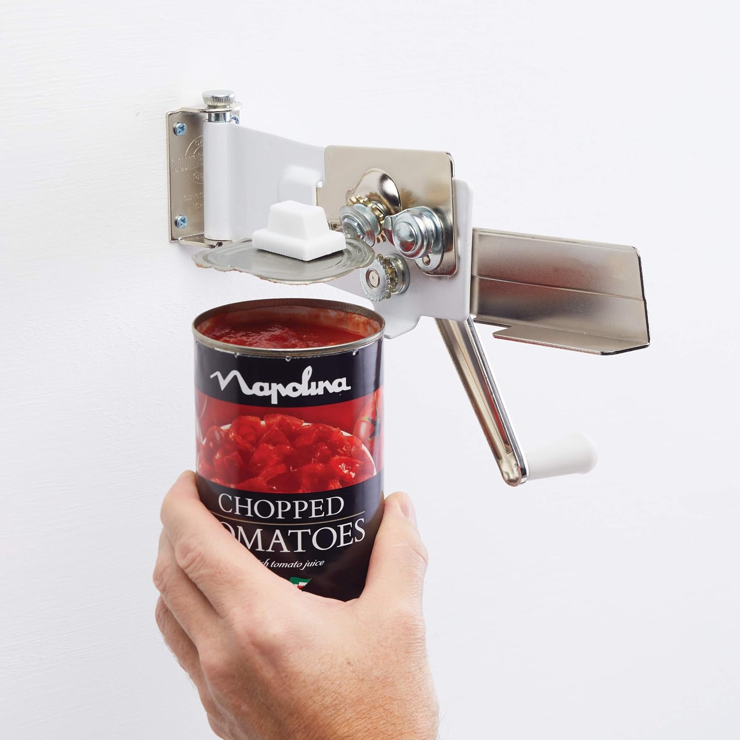 KitchenCraft KC609WH Swing-A-Way Wall Mounted Can Opener - Tin Opener with Magnetic Lid Lifter, Metal, 17.5 x 8 x 7 cm - Image 5