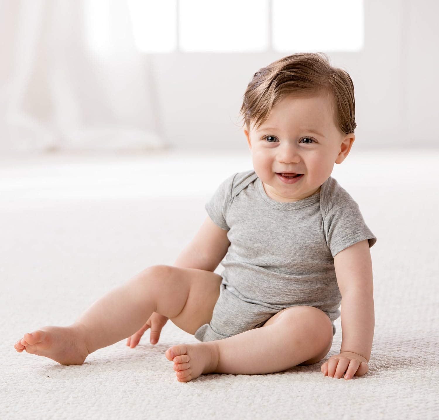 Gerber baby boys 5-pack Solid Onesies Bodysuits unisex bodysuits, Gray, 0-3 Months US: Clothing