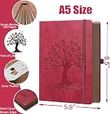 ZXHQ A5 360 Pages Lined Journal with Pen Wine Red Tree of Life Design view 2
