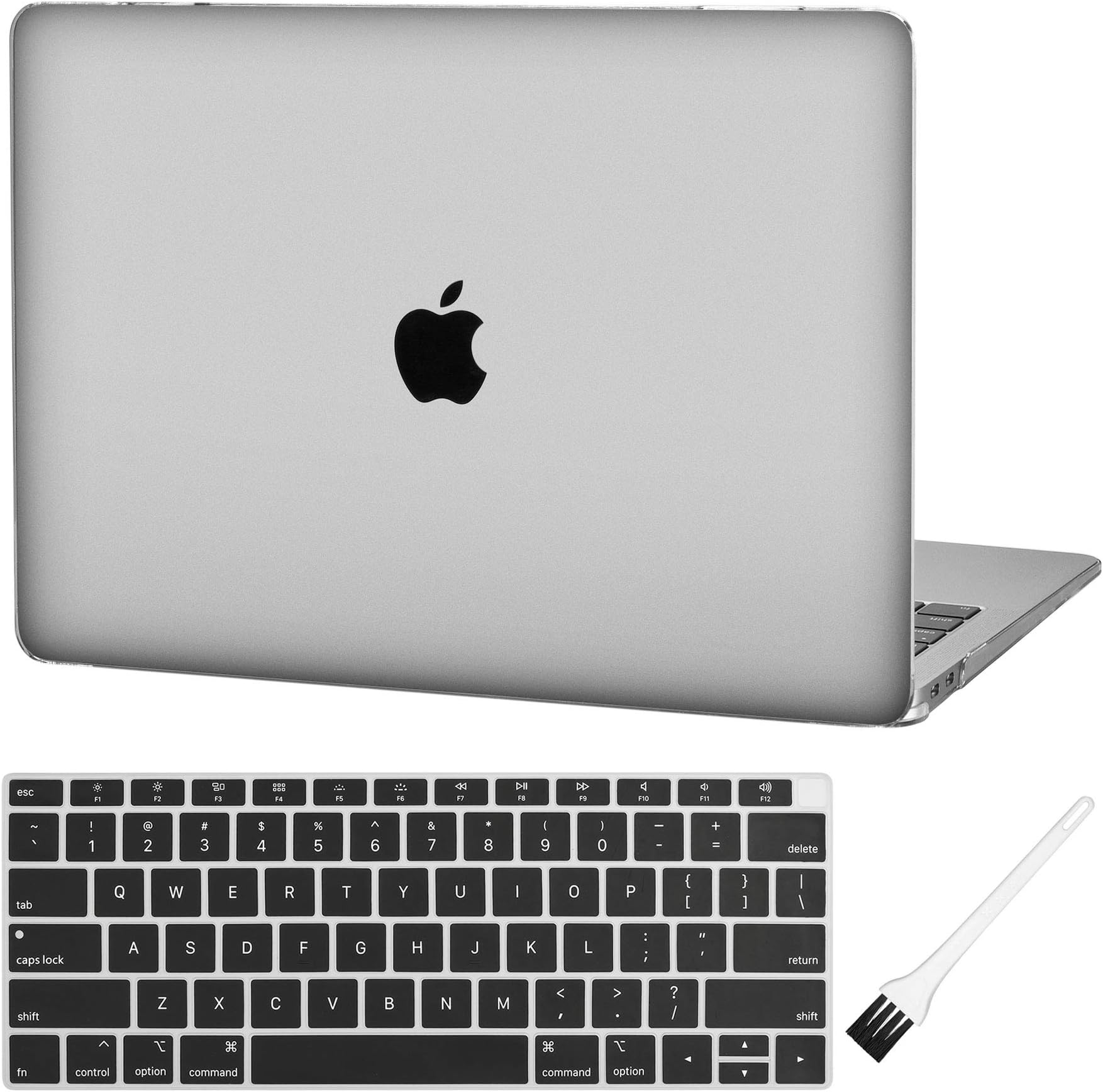 MacBook air 13 Inch Laptop Case A1932 Clear Plastic Laptop Hard Shell Cover Sleeve Matte Rubberized (2020 2019 2018 Release, Touch ID) with Silicone Keyboard Cover and Dust Brush (Crystal Clear)
