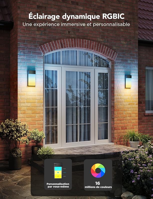 Applique Murale Extérieur RGBIC, 1500lm LED Applique, IP65, lot de 2