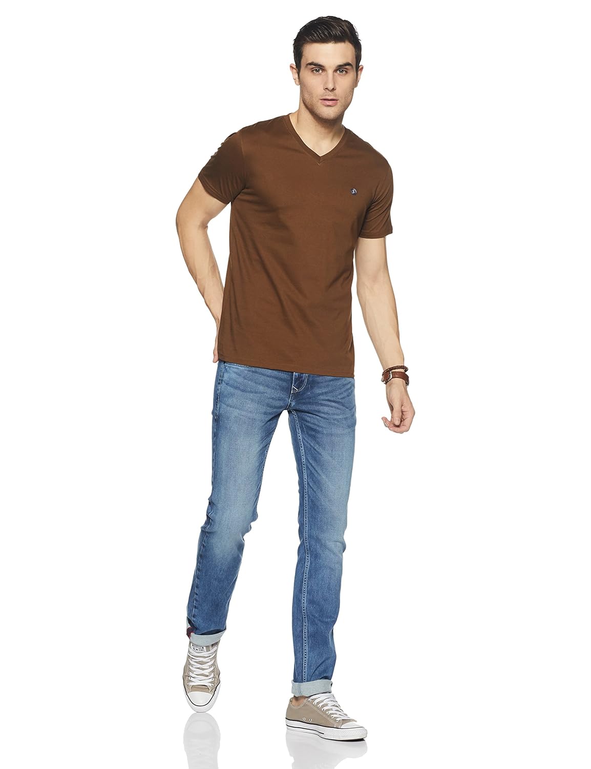 symbol amazon brand men's cotton v-neck t-shirt