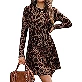 OFEEFAN Fall Dresses for Women 2025 Long Sleeve Crew Neck Sweater Dress