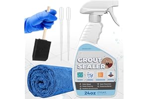 OAIEGSD 24oz Grout Sealer Spray Complete Kit, Clear Waterproof Sealer for Tile Floor, Shower, Kitchen, Bathroom - 100% Safe Indoor & Outdoor, Ready to Use Grout Stain Sealant Protector for Stone, Marble