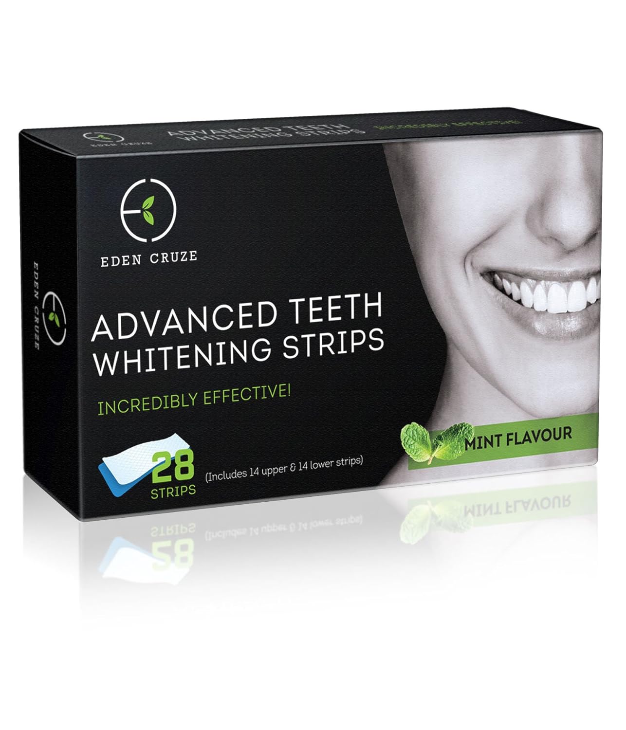 Eden Cruze ADVANCED Teeth Whitening Strips 28 Professional Strips 14 Upper & 14 Lower Strips