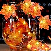 DODUOMI Fall Garland with Lights, Thanksgiving String Lights Fall Leaves Garland 2-Pack, Total 20 Ft & 40 LED Battery Operated Maple Leaves Lights for Christmas 、Mother's Day 、Autumn Decorations