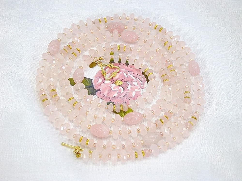 Rose Quartz and Pink Pearl Necklace Handmade