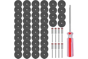 HUIAWAY 60pcs Cutting Discs with 8 Mandrels, 1-1/4''/32mm Fibreglass Reinforced Resin Cut Off Wheels, Cutting Discs Kit for D